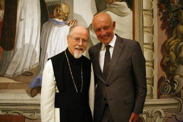 Abt German Erd mit Dr. Andreas Braun, der längst zum treuen Stammpublikum der Konzerte zählt.