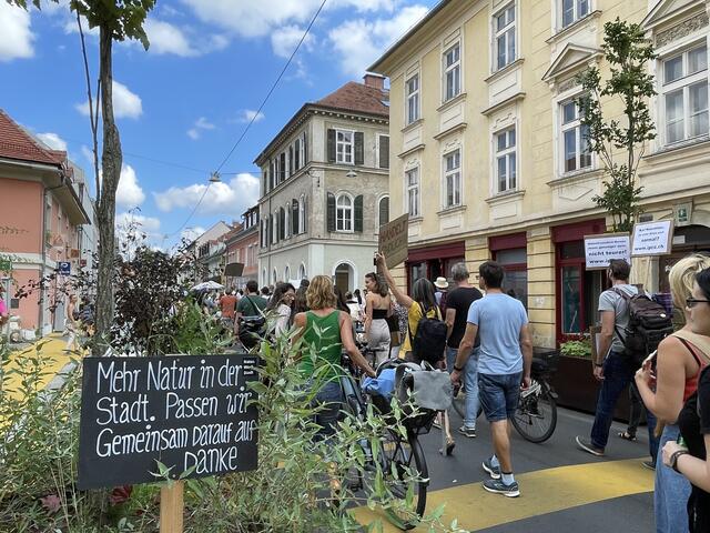 In der Zinzendorfgasse endete der Straßenzug zum globalen Klimastreik gegen 14 Uhr am Freitag. | Foto: RegionalMedienSteiermark