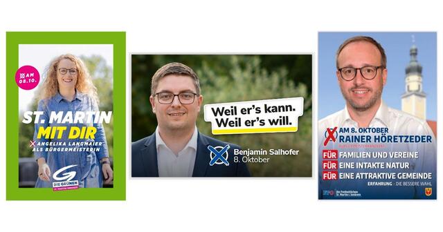 Angelika Langmaier, Benjamin Salhofer und Rainer Höretzeder stellen sich am 8. Oktober in St. Martin im Innkreis zur Wahl. | Foto: Friedl