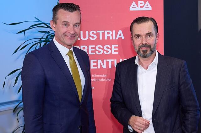 Gerhard Kürner (Gründer und CEO von 506 Data &amp; Performance) und Clemens Pig (APA-CEO). | Foto: APA-Fotoservice/Schedl