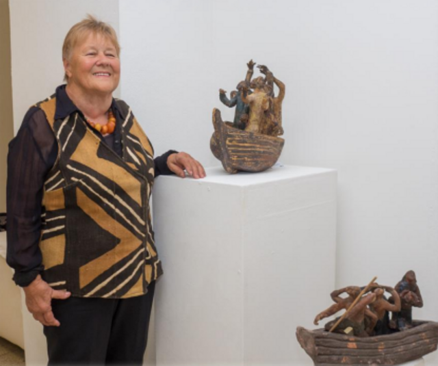 Hilde Unger am 1. September bei der Eröffnung ihrer letzten Ausstellung. | Foto: Kunst.Galerie.Waldviertel