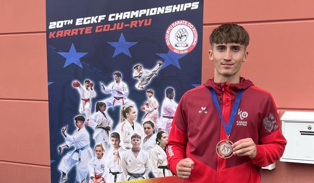 Für Österreich trat der Bärnbacher Marius Schmelzer bei der heurigen EM der EGKF auf die Matte. | Foto: Schmelzer