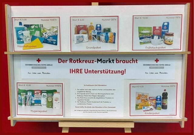 Die beiden Rotkreuz-Märkte im Bezirk Kirchdorf bitten im Oktober erneut um Warenspenden in Form von Gutscheinkarten. | Foto: Österr. Rotes Kreuz