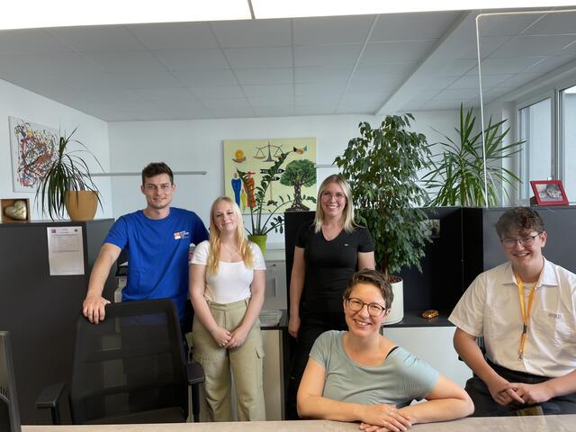 Unsere LehrlingsRedakteure von links: Florian Hinternberger (Wohlschlager &amp; Redl), Lena Palmetshofer (AMS), Anna Hochstöger (Silhouette), Magdalena Ömer (Magistrat Linz) und Paul Hoheisl (Schachermayer). | Foto: BRS/Gschwandtner