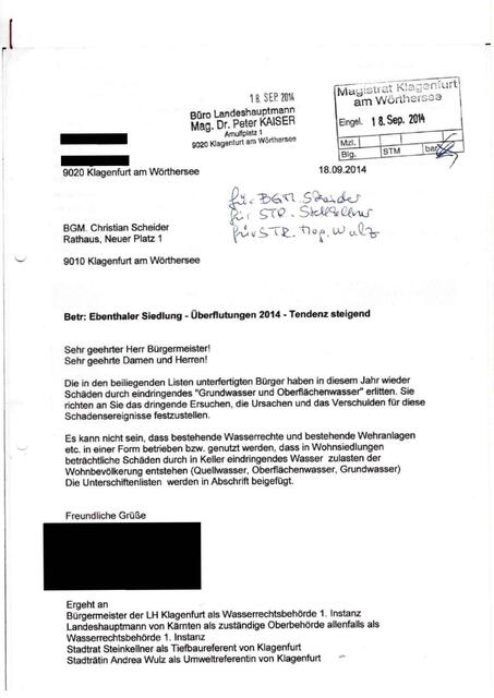 2014 - Ersuchen an den BGM. und den LH-Kärnten ....