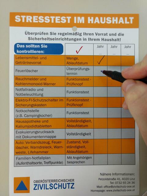 Mindestens einmal im Jahr soll man im Haushalt einen Stresstest durchführen.  | Foto: Zivilschutzverband