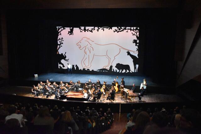 Komponist Camille Saint-Saëns machte in seinem Werk die typischen Eigenschaften von ganz großen, aber auch kleinen Tieren hörbar. Beim Schulkonzert wurden sie auch gezeichnet.  | Foto: Barbara Fluckinger