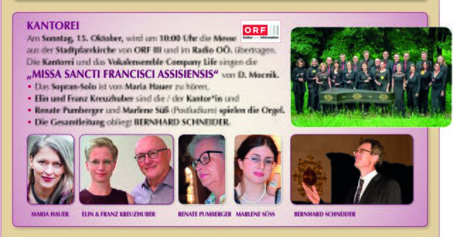Die Kantorei Ried und das Vokalensemble Company Life sowie Renate Pumberger und Marlene Süß an der Orgel gestalten den Radio- und Fernsehrgottesdienst musikalisch. | Foto: Kantorei Ried