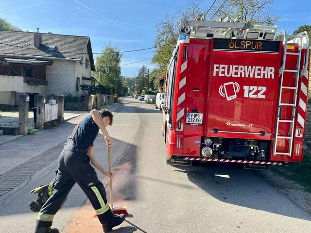 Die Kameraden der Feuerwehr Weidling säuberten Fahrbahn und Gehsteig. | Foto: FF Weidling