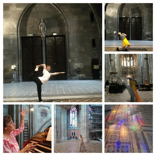 Bibel Pfad Veranstaltung 2023
Chant de Paix, 32acts_breath & fire“ Tanzmeditation in der Wiener Votivkirche 
Tatjana Christelbauer (Tanz)
Jacob Smyth (Yoga), Angela Amodio (Orgel) | Foto: Tatjana Christelbauer