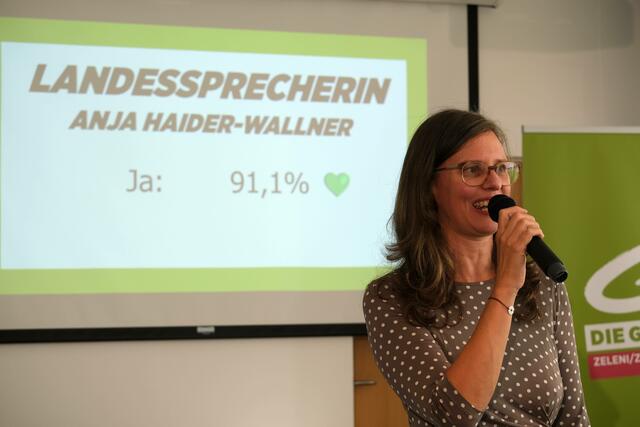 Anja Haider-Wallner wurde mit 91,1% der abgegebenen Stimmen bei der Landesversammlung am Samstag zur neuen Landessprecherin der Grünen gewählt. | Foto: Grüne Burgenland