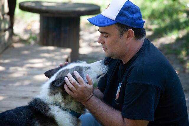 Huskies lassen sich nicht so gerne fotografieren. Mit Lukas Mikulics fiel es den Vierbeinern jedoch ein wenig leichter.  | Foto: Regina Courtier