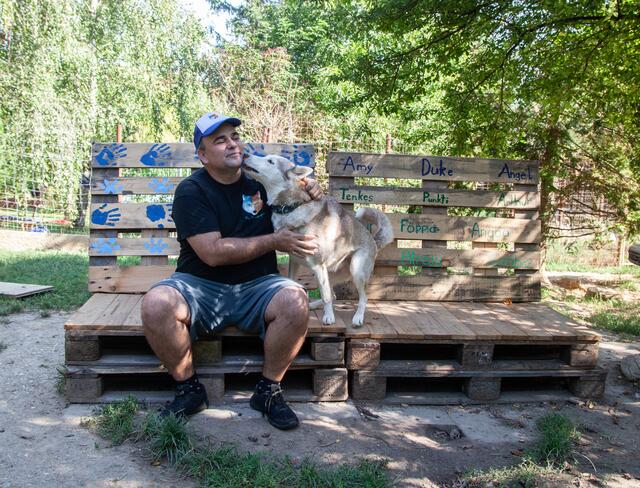 Huskies lassen sich nicht so gerne fotografieren. Mit Lukas Mikulics fiel es den Vierbeinern jedoch ein wenig leichter.  | Foto: Regina Courtier