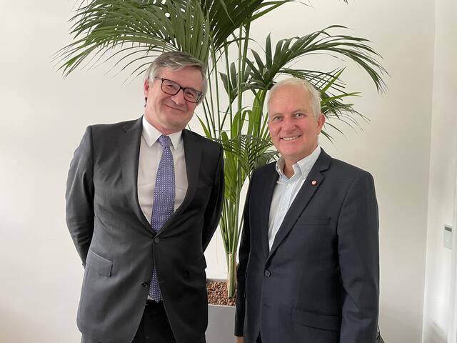 Stephan Messner (l.) und Michael Gorlitzer luden zum Hintergrundgespräch.  | Foto: Lisa Kammann
