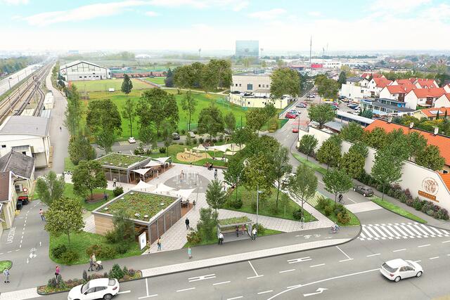 Ein Blick auf den Zentrumsplatz der Zukunft beim Bahnhof Wr. Neudorf. | Foto: MG Wr. Neudorf