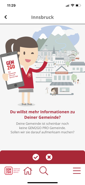 Unser App-Tipp der Woche, Gem2Go, ist die mobile Bürgerservice App. Sie bietet wichtige Informationen rund um die eigene Gemeinde.  | Foto: Screenshot