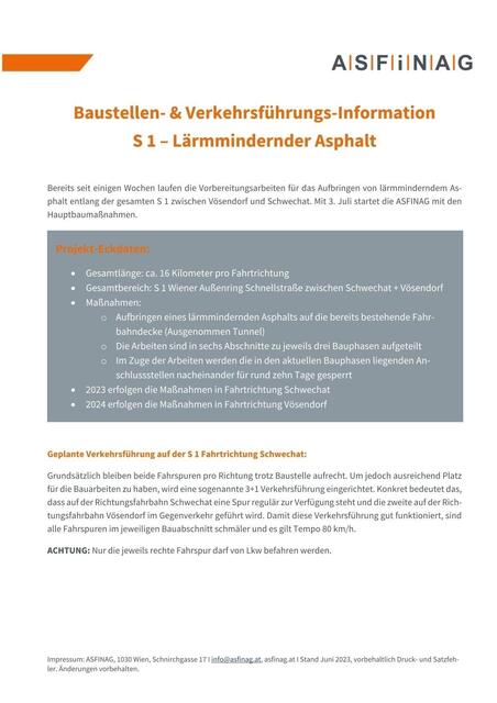 Die Asfinag informiert über die Bauarbeiten auf der S1. | Foto: ASFINAG