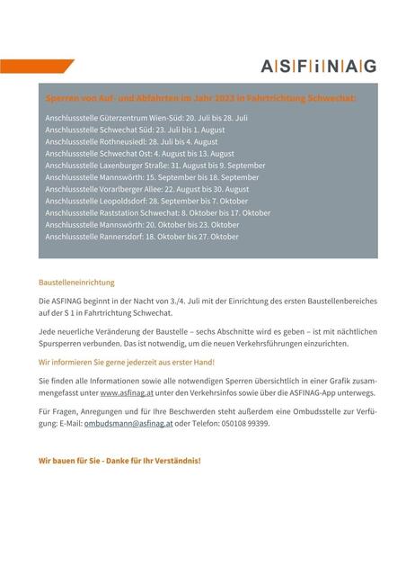 Die Asfinag informiert über die Bauarbeiten auf der S1. | Foto: ASFINAG