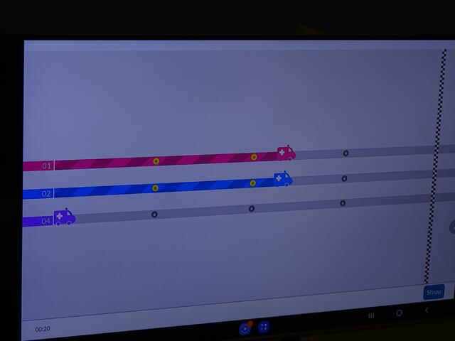 Am Monitor konnten die Schülerinnen und Schüler mitverfolgen, wie viel Prozent sie geschafft haben. | Foto: Sarah Braun