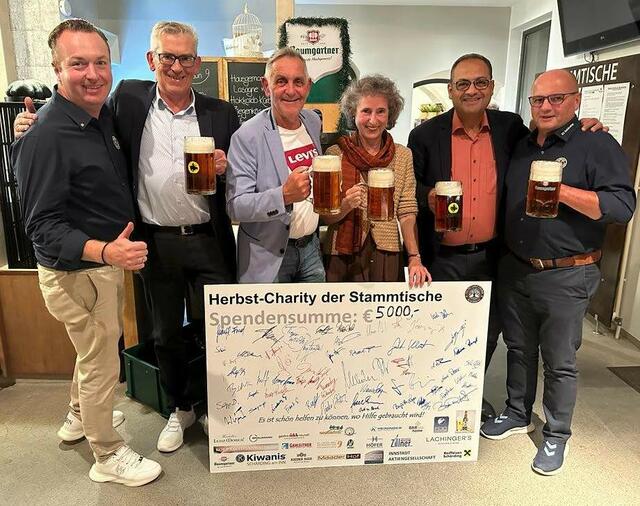 Gerold Schneebauer, Johann Baumann, Schärdings Bürgermeister Günter Streicher, Ulrike de Langen-Müller, Maher Azer und Josef Holzapfel. | Foto: Kiwanis Schärding