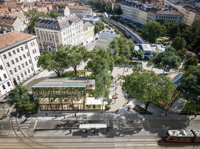 Es wurde ein Konzept für den „1. klimafitten Markt Wiens“ erarbeitet, der räumlich am Ludwig-Zatzka-Park vor der S-Bahnstation Breitensee entstehen könnte. | Foto: zoomvp.at