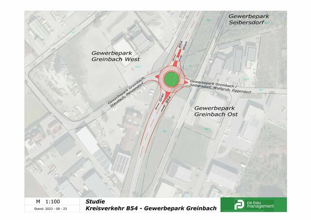 Die Studie des Planungsbüros "ps-bau management" hat ergeben, dass ein Kreisverkehr platztechnisch möglich ist. | Foto: ps-bau management