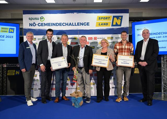 Franz Pichler (Geschäftsführer spusu), LH-Stellvertreter Udo Landbauer, Manfred Roitinger, Bernhard Karnthaler, Heide Lamberg, Benjamin Schmidradler, Michael Freitag (Geschäftsführer Sodexo Service Solutions Austria GmbH)  | Foto: NLK Burchhart