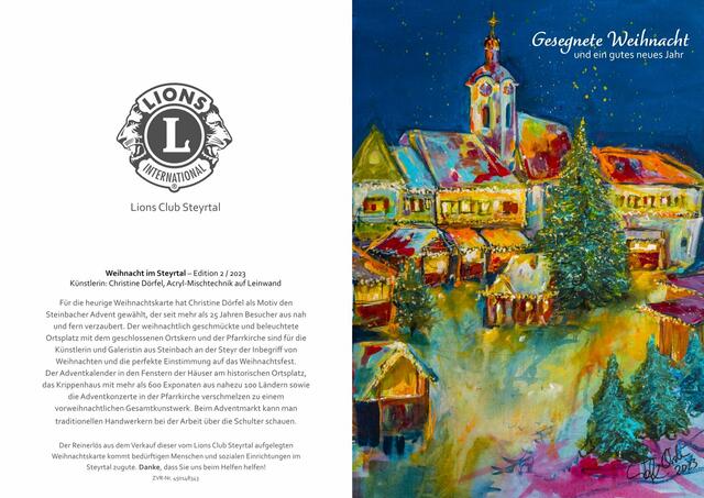 Weihnachtskarte vom LIONS-CLUB STEYRTAL im  | Foto: Lions Club Steyrtal
