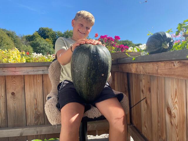 Bezirkssieger in der Kategorie "Einzelwertung Kinder" ist Peter Bischofer, neun Jahre alt und von der Volksschule Niederndorferberg, mit einem Zucchinigewicht von 6.600 Gramm. | Foto: OGV Grünes Tirol