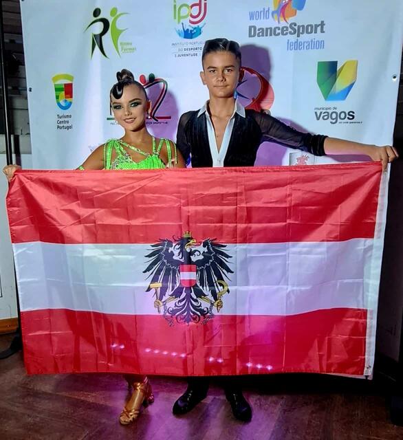 Fiona und Florian Schwar vertraten Österreich bei der Junioren-WM in Portugal. | Foto: TSC Eleganza