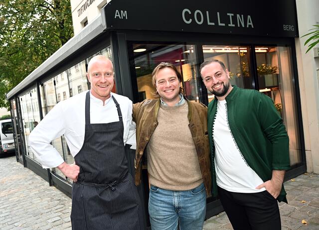 Martin Feichtinger, Tono Soravia und Kenny Pajaziti eröffnen das "Collina am Berg". | Foto: leisure communications/Christian Jobst