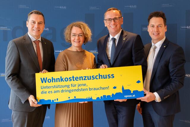 Landtagsabgeordneter Christoph Kaufmann, Landesrätin Christiane Teschl-Hofmeister, VP NÖ-Clubobmann Jochen Danninger und Landtagsabgeordneter Bernhard Heinreichsberger. | Foto: VP NÖ