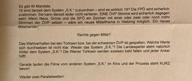 Zeilen aus dem anonymen Schreiben | Foto: zVg