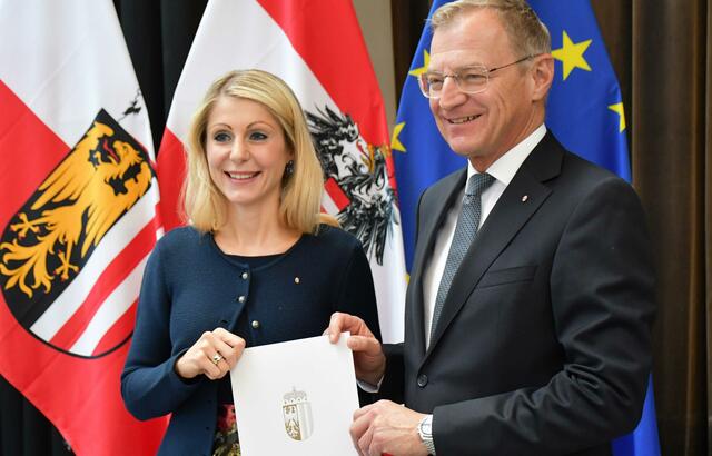 Bezirkshauptfrau Andrea Wildberger, Landeshauptmann Thomas Stelzer | Foto: BRS/Erwin Pramhofer