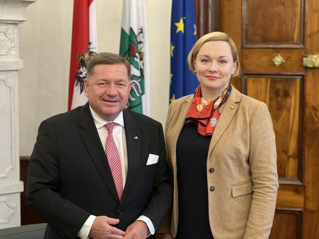 Landesrat Werner Amon empfing Lettlands Botschafterin Guna Japiņa im Landhaus. | Foto: Land Steiermark