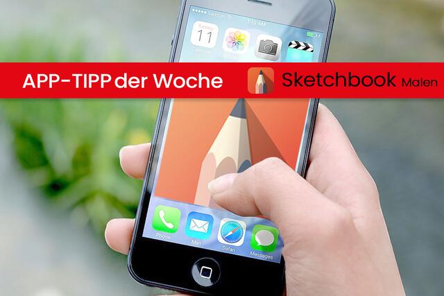 Unser App-Tipp der Woche SketchBook ist eine App zum Skizzieren, Malen und Zeichnen am Smartphone.  | Foto: BezirksBlätter Tirol / Logo: Sketchbook
