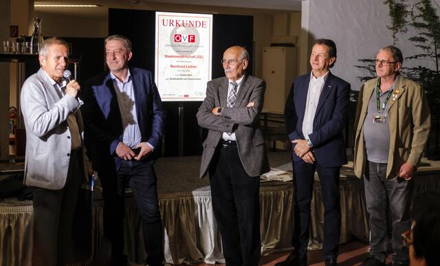 Kleis Holzmann GF. Starclipper, Reinhold Leitner Kombinationssieger, Anselm F. Wunderer ÖVF Präsident, CEWE Verkaufsleiter Helmut Konecny, Herbert Rainer, ÖVF Vizepräsident.  | Foto: ÖVF