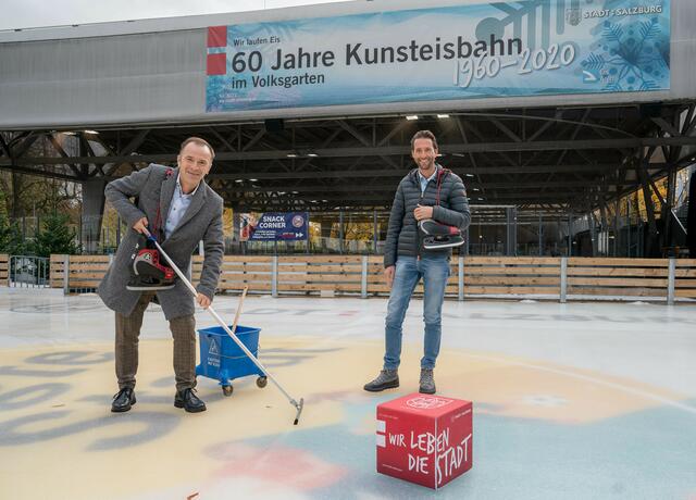 Vizebürgermeister Bernhard Auinger und Roland Oberhauser, Leiter der städtischen Betriebe | Foto: Stadt Salzburg/Alexander Killer