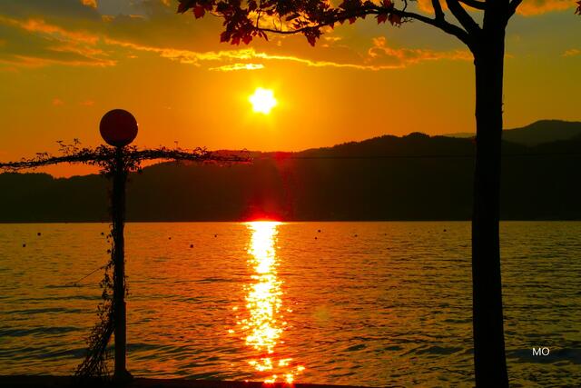 Blutroter Sonnenuntergang, Pörtschach, Wörthersee, Kärnten