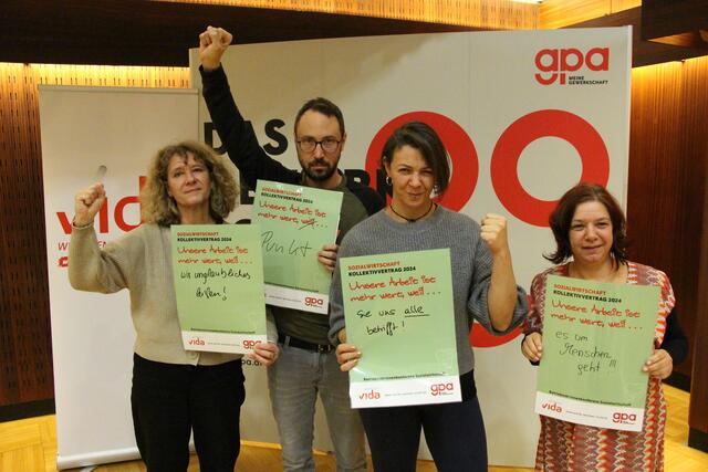 Während die Arbeitgeberseite den 130.000 Beschäftigten im privaten Pflege-, Gesundheits- uns Sozialbereich zuletzt ein Lohn- und Gehaltsplus von 8,8 Prozent angeboten hat, hielten die Gewerkschaften weiterhin an ihrer Forderung nach einer Erhöhung von 15 Prozent – mit einem Minimum von 400 Euro – fest. | Foto: Gewerkschaft GPA