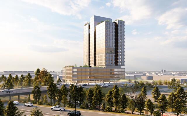 Das neue Swietelsky-Bürogebäude im Industriegebiet erzeugt durch seine innovative Fassadengestaltung mit integrierten PV-Paneelen rund die Hälfte seines Energiebedarfs durch die Sonne. | Foto: Swietelsky