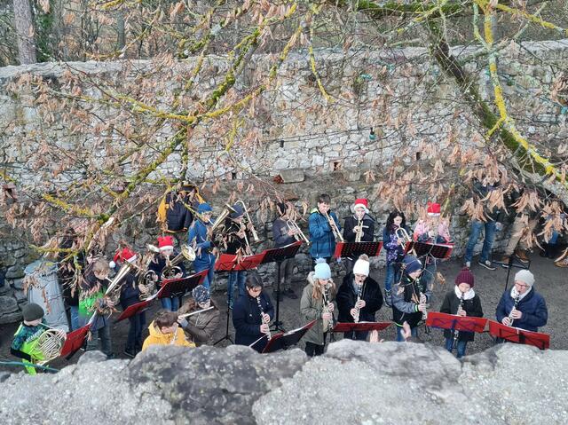 Die Musikschüler musizierten am Adventmarkt. | Foto: Verein Burg Neuhaus