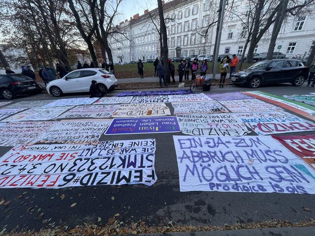 Auch am Grazer Burgtor fand eine Aktion statt, wo auf patriarchale Strukturen und die systemische Gewalt an Frauen aufmerksam gemacht wurde. | Foto: Hofbauer