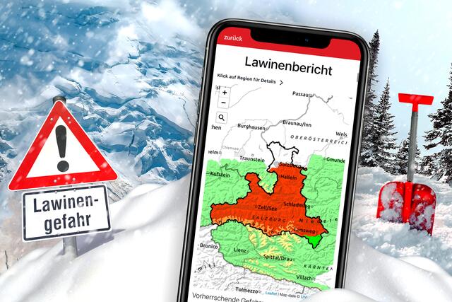 Den Lawinenbericht für Salzburger Bergwelt gibt es in der App und Online sowie auch in englischer Sprache. | Foto: Land Salzburg/Grafik