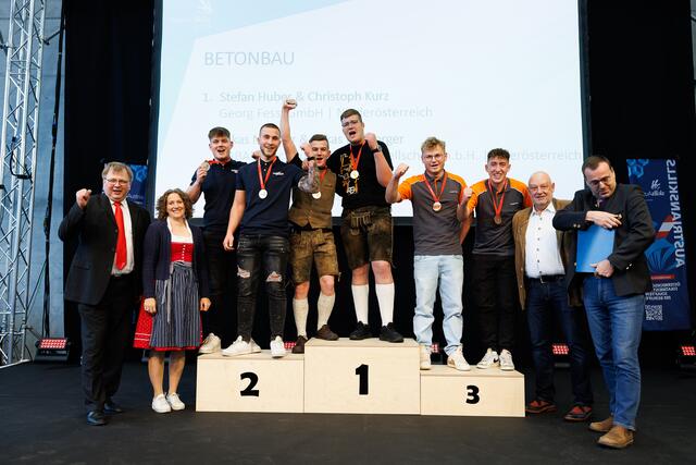 Gold für das Habau-Duo im Betonbau ex aequo mit zwei Niederösterreichern. | Foto: SkillsAustria/Florian Wieser