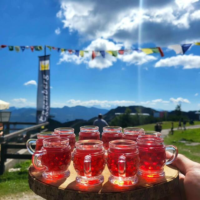 Selbstgemachter Zirbenschnaps auf der Christophorushütte. | Foto: Peitli/Dengg