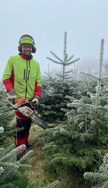 Leonhard Zauner aus Niederwaldkirchen inmitten seiner Christbaumkultur.  | Foto: Zauner