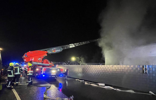 12 Abfallcontainer standen auf einem Lagergelände in Flammen. | Foto: Bez.Fkdo Eisenstadt-Umg.