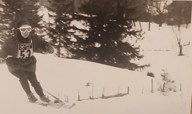 Elsa S. vor 80 Jahren am 27. März 1943 beim Skifahren. | Foto: Elsa S.