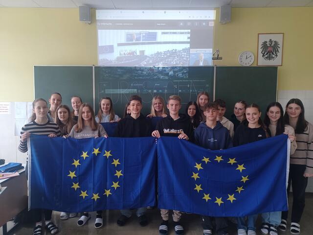 Die Schülerinnen und Schüler des Köflacher Gymnasiums waren online bei Euroscola dabei. | Foto: Kollau